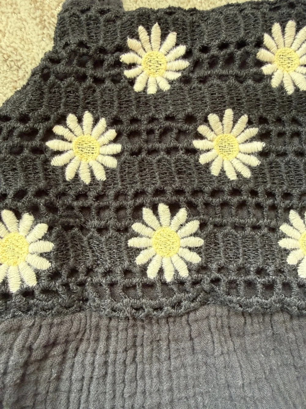 BTWEEN girls Black Daisy Crochet Tank & Shorts Set - Picture 4 of 4